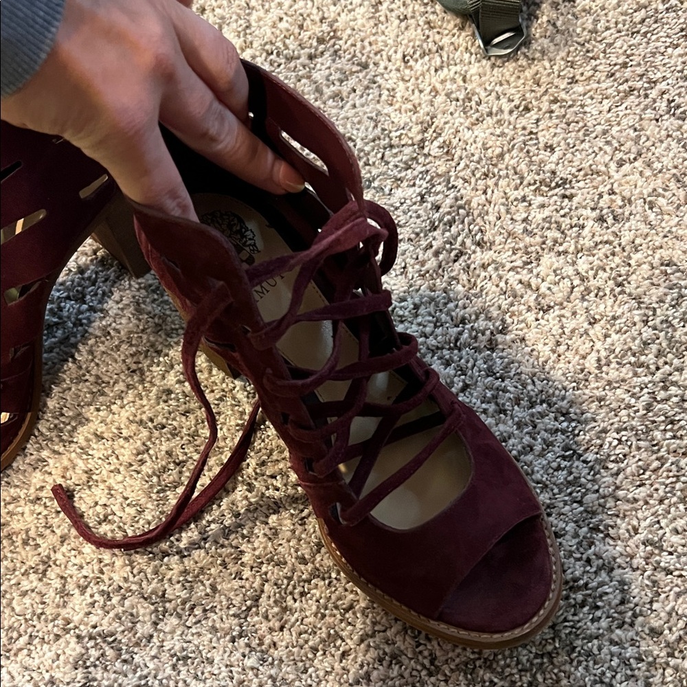 Vince Camuto Burgundy Lace-Up Boots